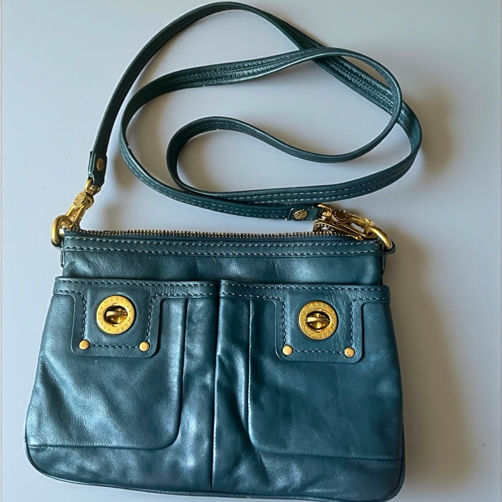 MARC by Marc Jacobs Teal Leather Turnlock Percy Crossbody Bag